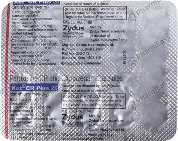 Xet Cr Plus 25mg Strip Of 10 Capsules