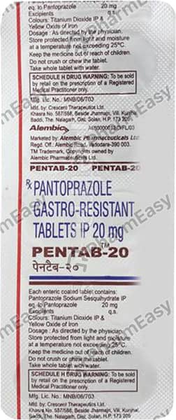 Pentab 20mg Strip Of 10 Tablets