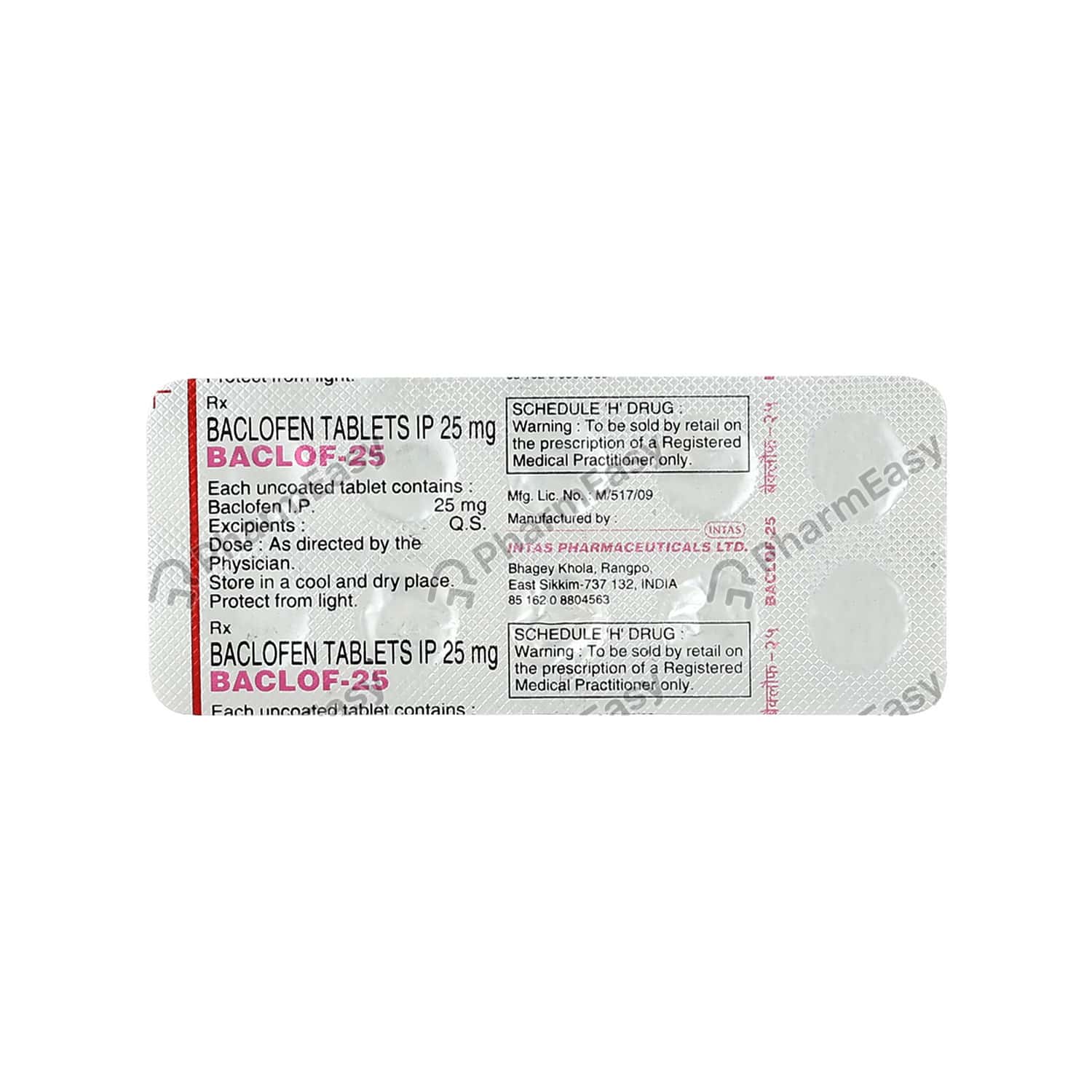 Buy Baclof 25mg Strip Of 10 Tablets Online at Flat 18% OFF* | PharmEasy