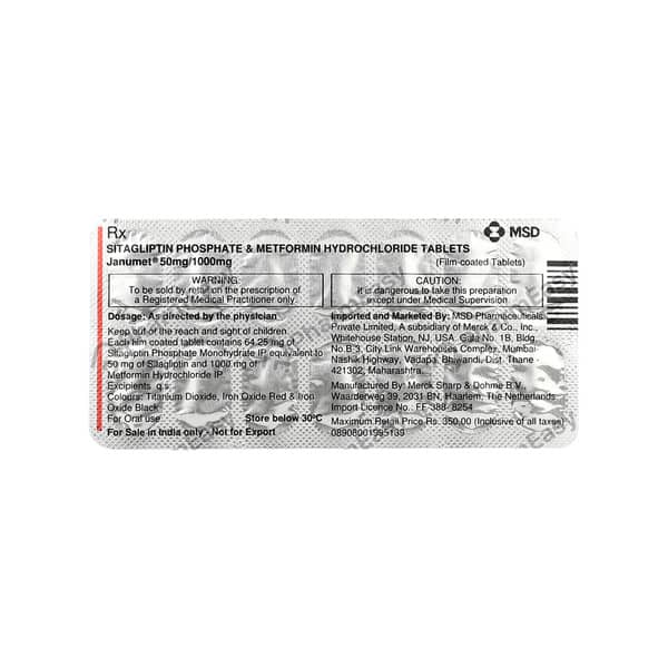 Janumet 50/1gm Strip Of 14 Tablets