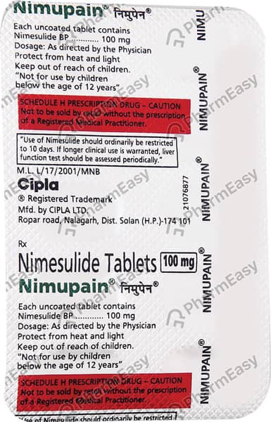 Nimupain 100mg Strip Of 10 Tablets