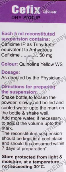 Cefix 50mg Bottle Of 30ml Dry Syrup