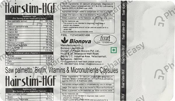 Hairstim Hgf Strip Of 10 Capsules