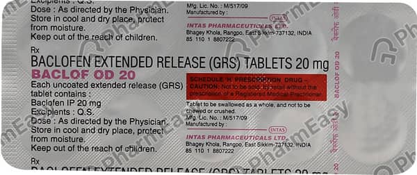 Baclof Od 20mg Strip Of 10 Tablets