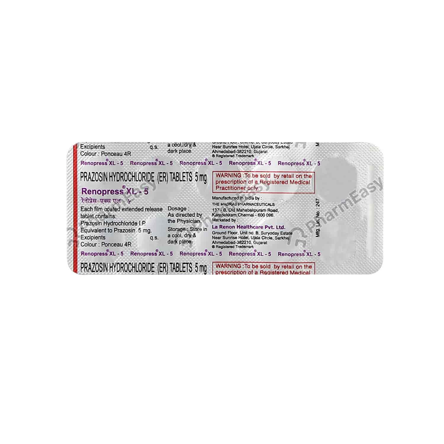 Buy Renopress Xl 5mg Online at Flat 18% OFF* | PharmEasy