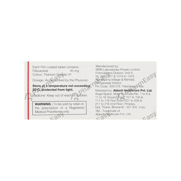 Febustat 40mg Strip Of 10 Tablets