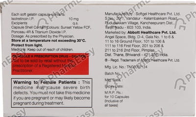 Tufacne 10mg Strip Of 10 Capsules