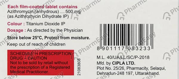 Azipro 500mg Strip Of 3 Tablets