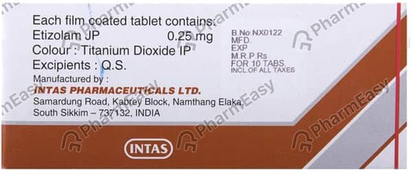 Etilaam 0.25mg Strip Of 10 Tablets