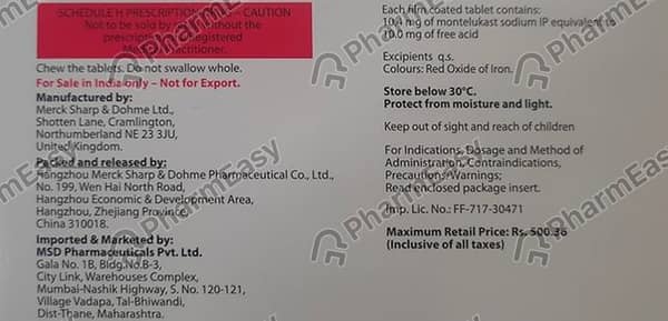 Singulair 10mg Strip Of 7 Tablets