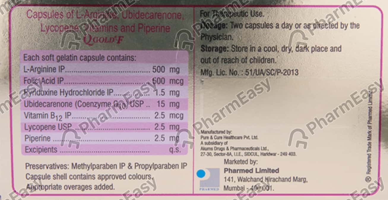 Buy Q Gold F Strip Of 10 Capsules Online at Flat 15 OFF PharmEasy
