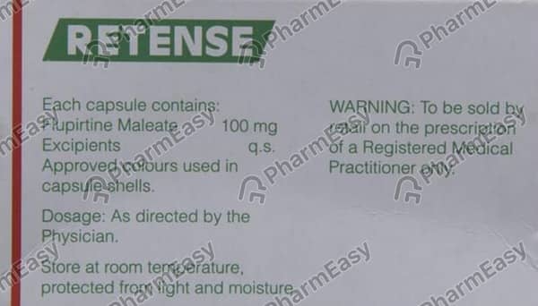 Retense 100mg Strip Of 10 Capsules