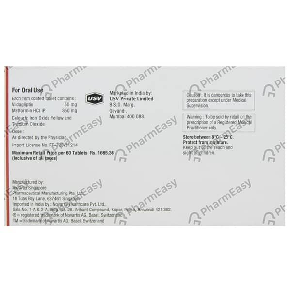 Jalra M 50Mg/850Strip Of 10 Tablets