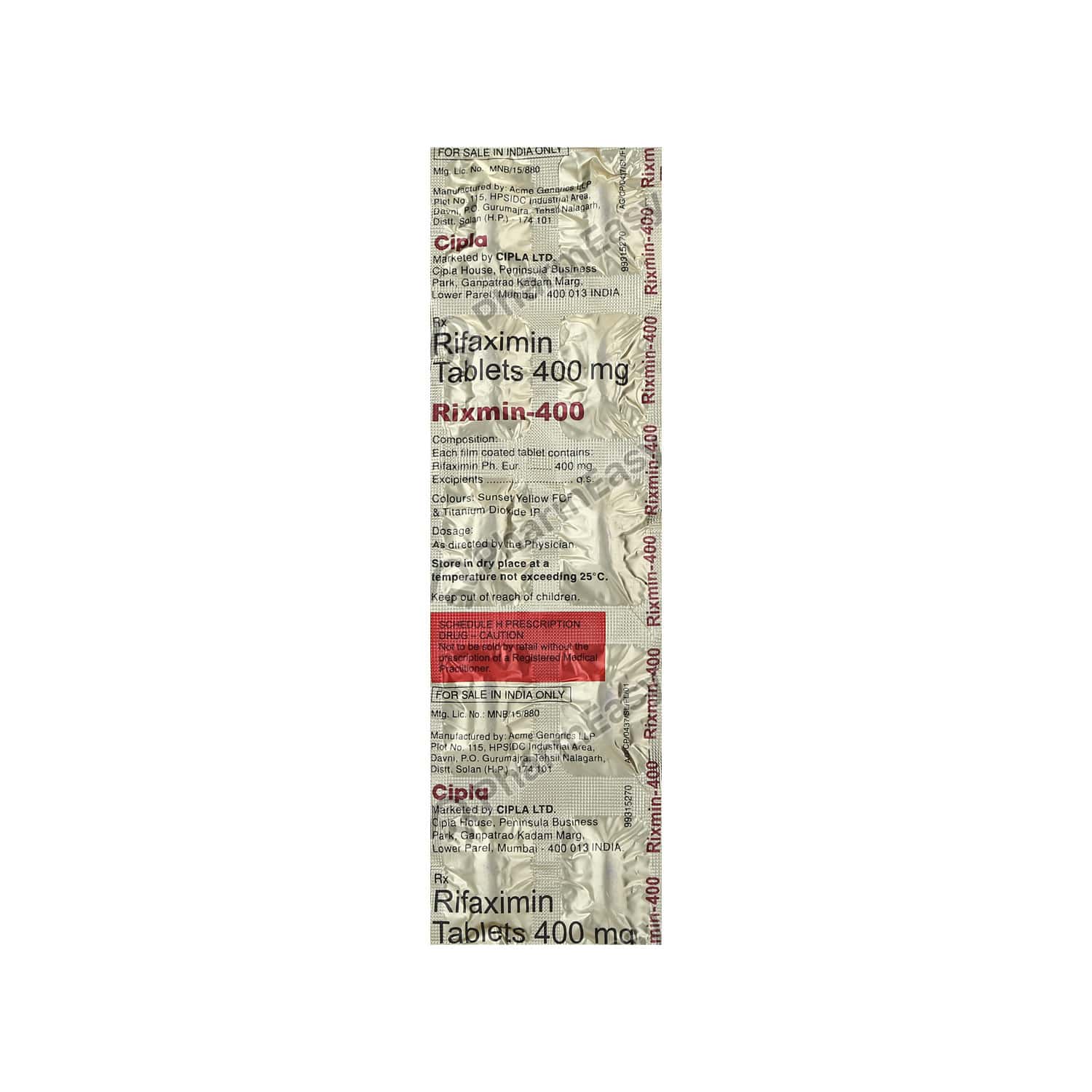 Buy Rixmin 400 MG Tablet (10) Online at Flat 18% OFF* | PharmEasy