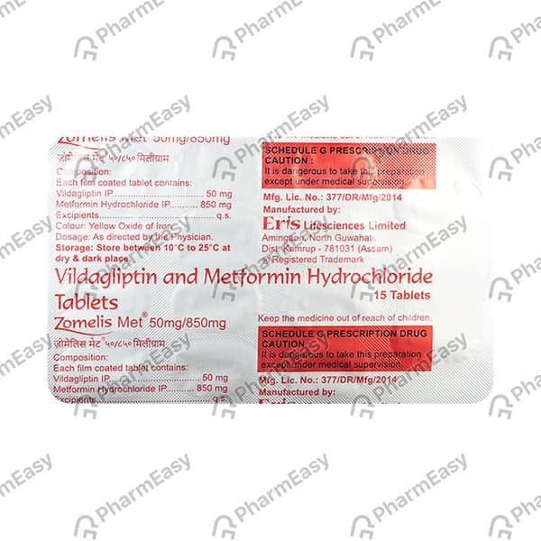 Zomelis Met 50/850mg Strip Of 10 Tablets