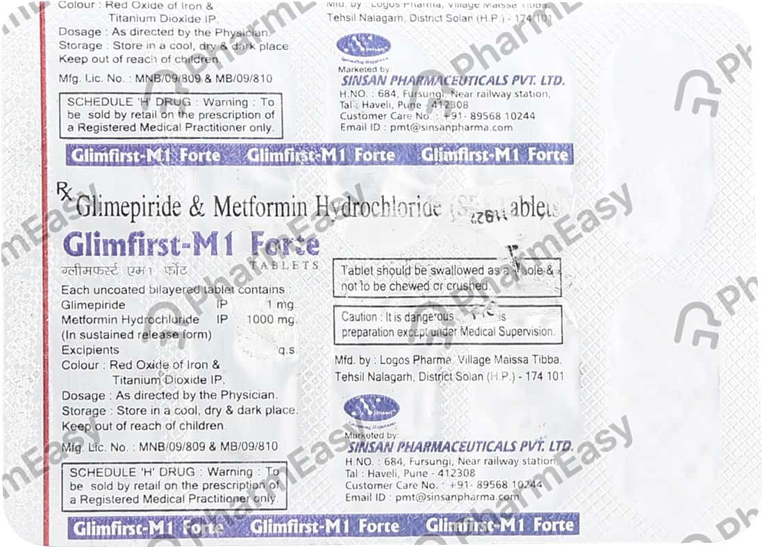 Glimfirst M 1mg Forte Strip Of 10 Tablets