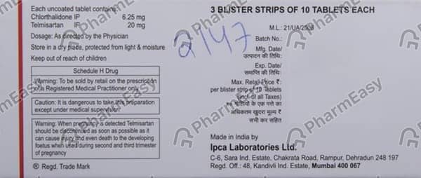 Ctd T 6.25/20Mg Strip Of 10 Tablets