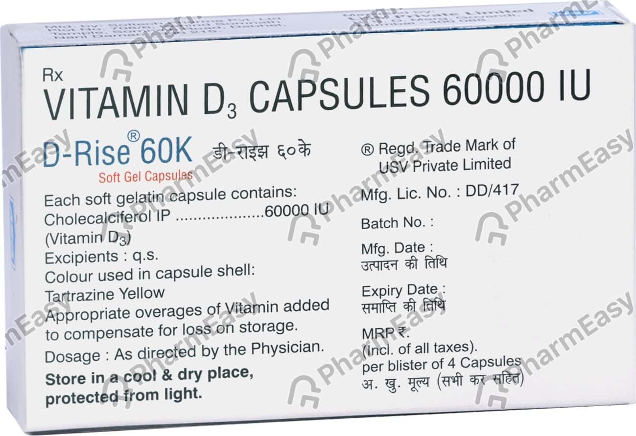 D Rise 60000 IU Capsule (4) Uses, Side Effects, Dosage, Composition & Price PharmEasy