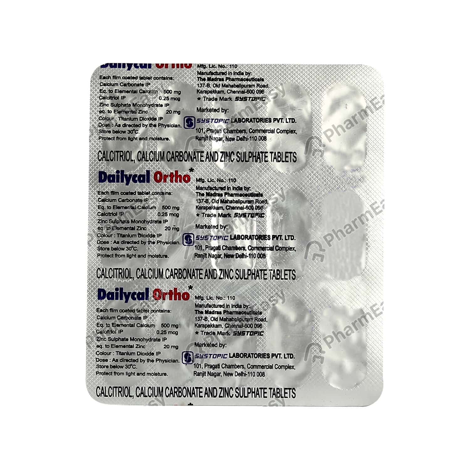 Dailycal Ortho Strip Of 15 Tablets Uses, Side Effects, Dosage