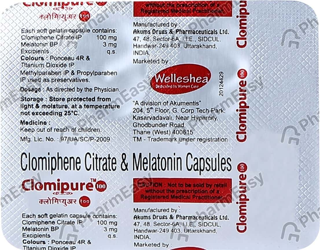 Clomipure 100mg Strip Of 5 Capsules