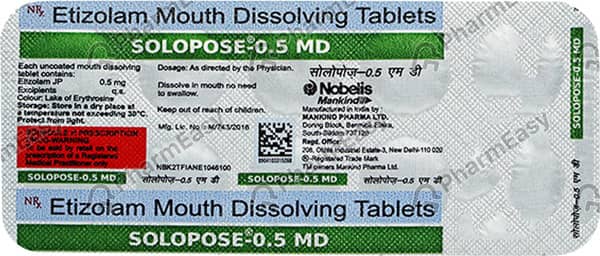 Solopose Md 0.5mg Strip Of 10 Tablets