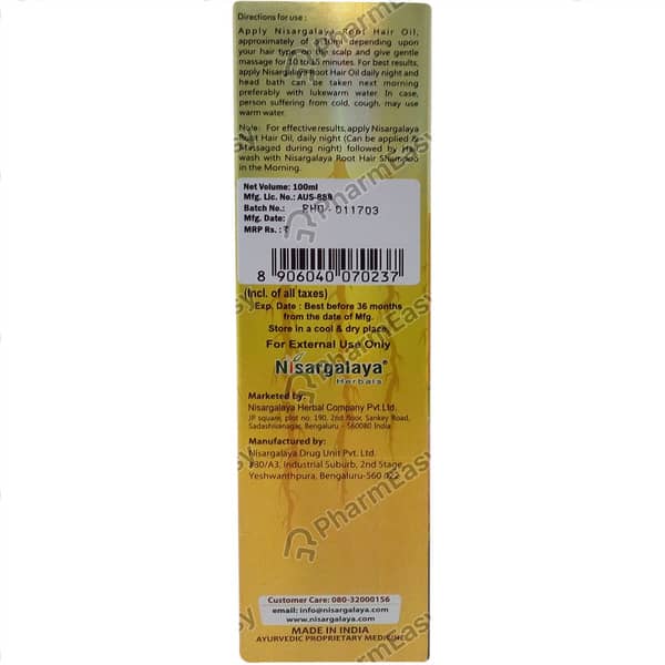 Ayurwin Nisargalaya Root Oil 100Ml