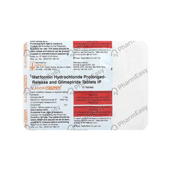 Glador M 1Mg Forte Strip Of 10 Tablets
