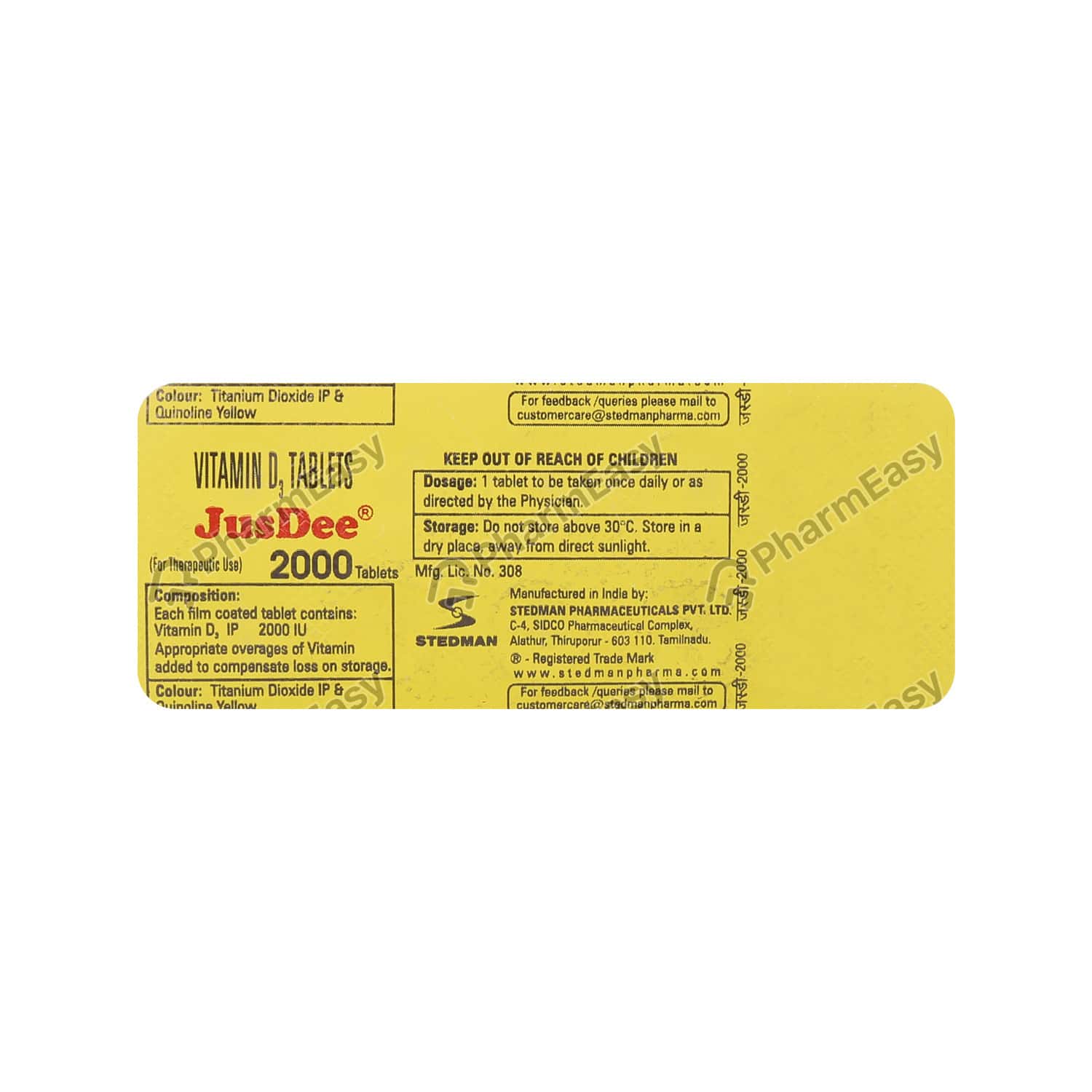 Jusdee 2000 IU Tablet (10) Uses, Side Effects, Dosage, Composition