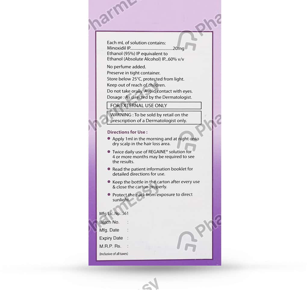 Regaine 2 %W/V Skin Solution (60): Uses, Side Effects, Price & Dosage ...