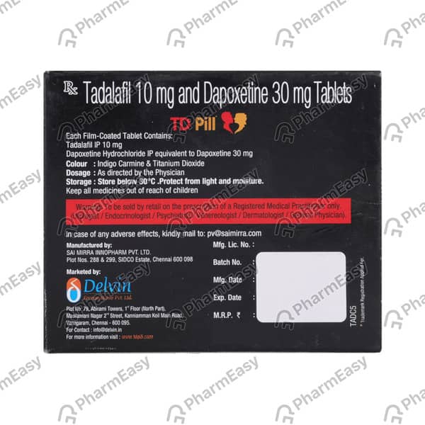Td Pill 10/30mg Strip Of 4 Tablets