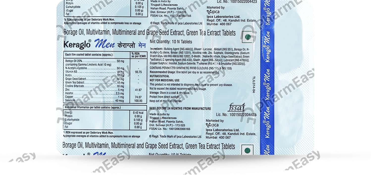 Keraglo Men Strip Of 10 Tablets Uses, Side Effects, Price & Dosage