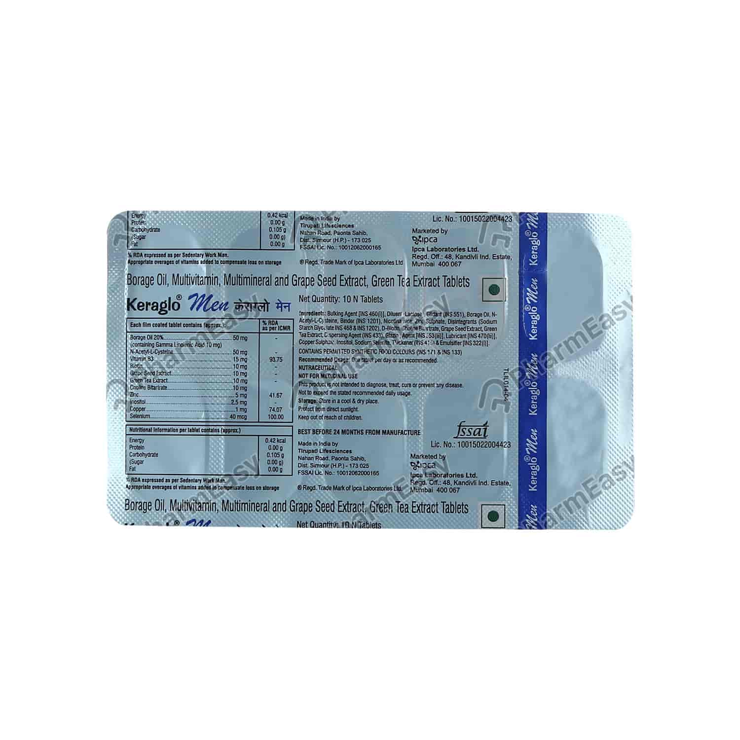 Buy Keraglo Men Strip Of 10 Tablets Online at Flat 18 OFF