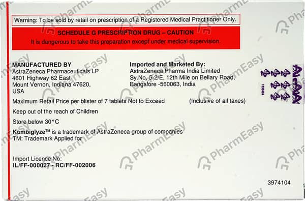 Kombiglyze Xr 5/500mg Strip Of 7 Tablets