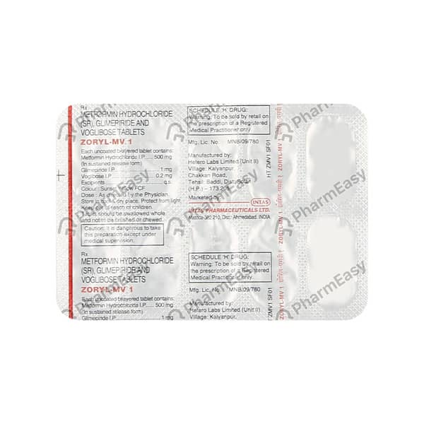 Zoryl Mv 1Mg Strip Of 10 Tablets