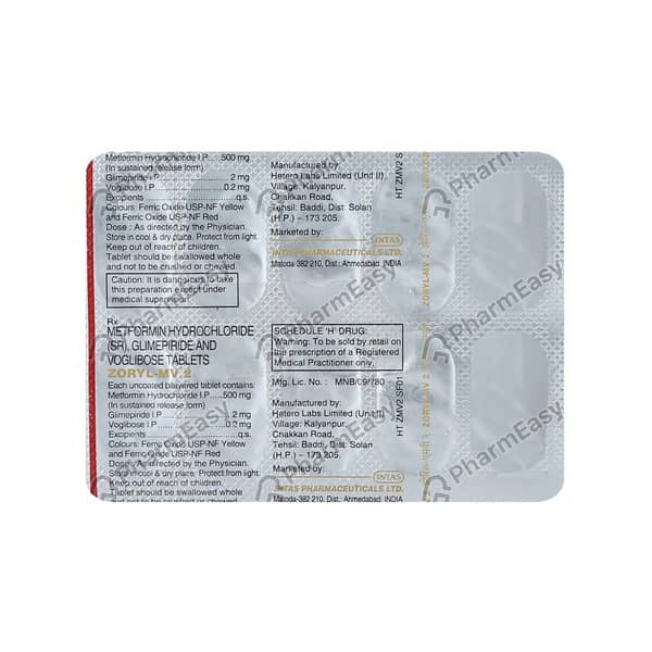 Zoryl Mv 2Mg Strip Of 10 Tablets