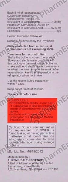 Swich Cv 100mg Bottle Of 30ml Dry Syrup