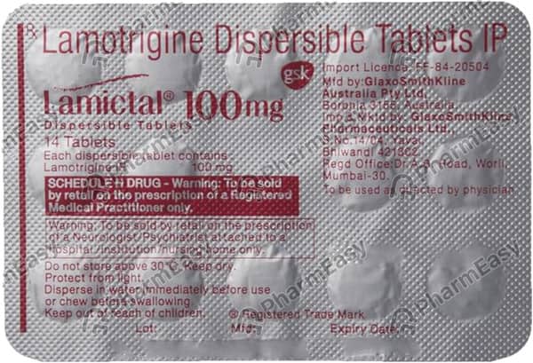 Lamictal 100mg Dt Strip Of 14 Tablets