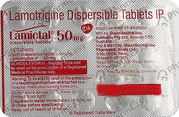 Lamictal 50mg Dt Strip Of 14 Tablets