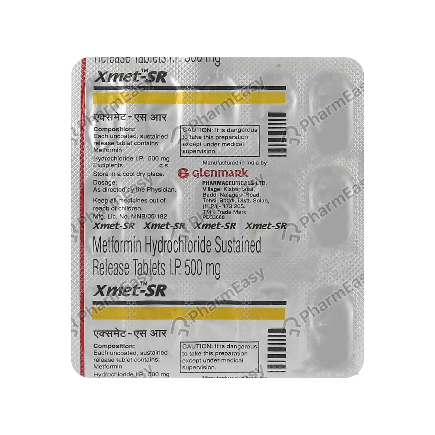 Xmet Sr 500mg Tab 15`S Uses, Side Effects, Dosage, Composition