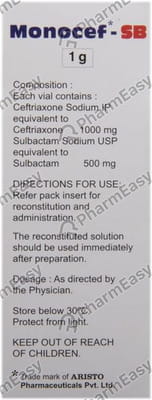 Monocef Sb 1.5gm Dry Vial Of 1 Powder For Injection