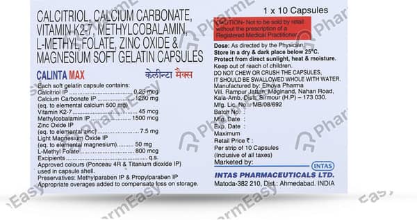 Calinta Max Strip Of 10 Softgel Capsules