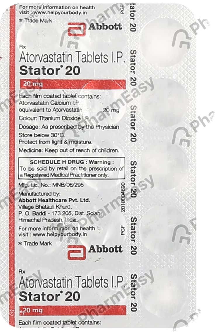 Stator 20 MG Tablet (15) Uses, Side Effects, Price & Dosage PharmEasy