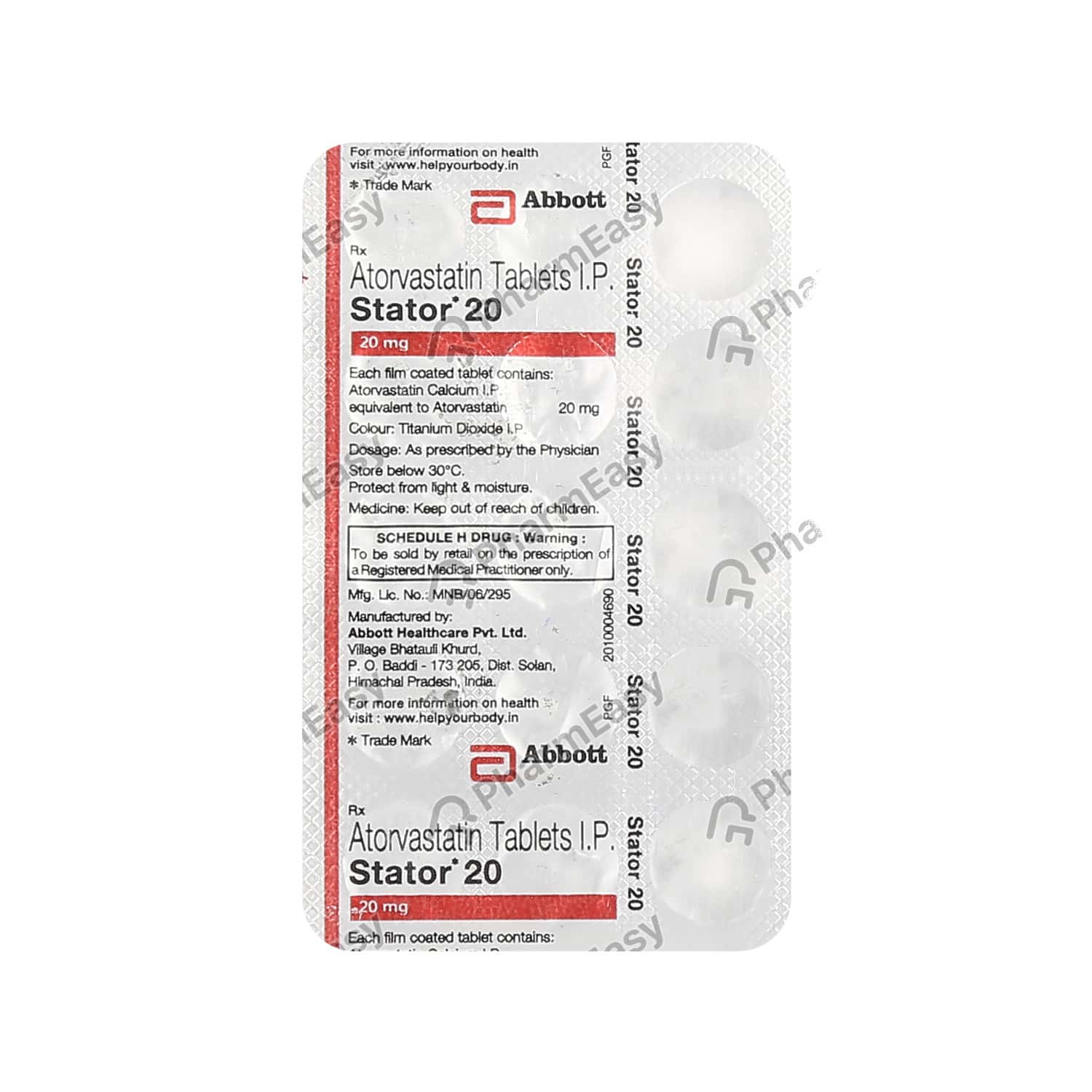 Stator 20 MG Tablet (15) Uses, Side Effects, Dosage, Composition