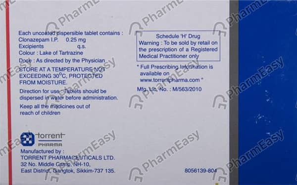 Clonotril 0.25mg Strip Of 15 Tablets