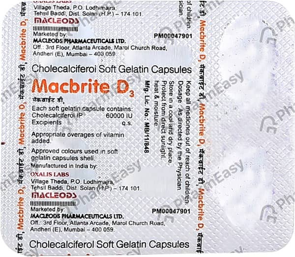 Macbrite D3 60k Strip Of 4 Capsules