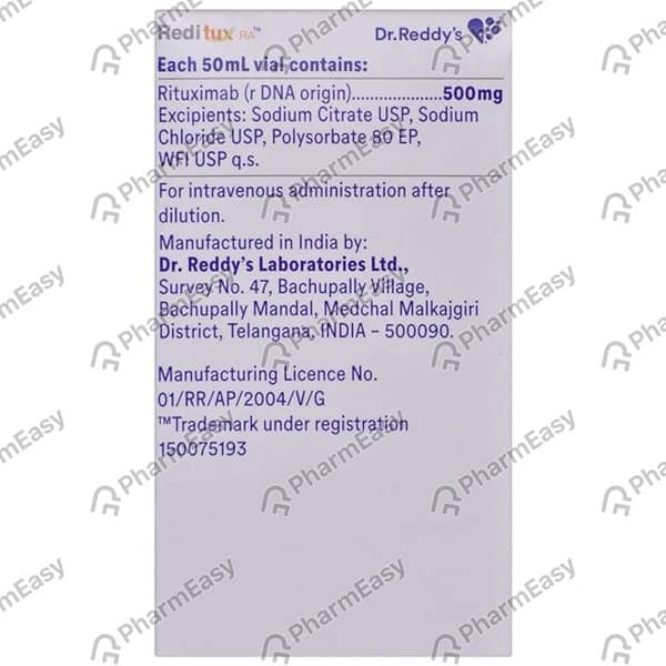 Reditux Ra 500mg Vial Of 50ml Solution For Infusion