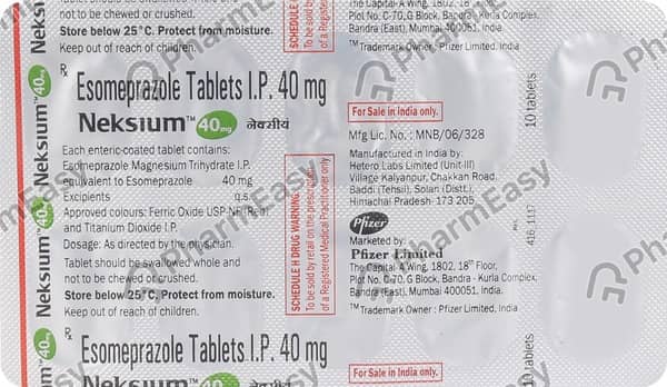 नेक्सियम 40एमजी की स्ट्रिप 10 टैबलेट्स