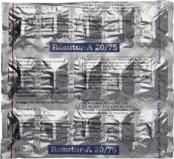 Rosutor A 20/75Mg Strip Of 10 Capsules