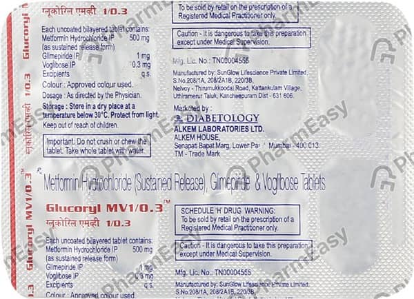 Glucoryl Mv 1/0.3Mg Strip Of 10 Tablets