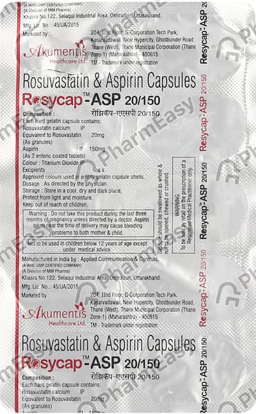 Rosycap Asp 20/150Mg Strip Of 10 Capsules